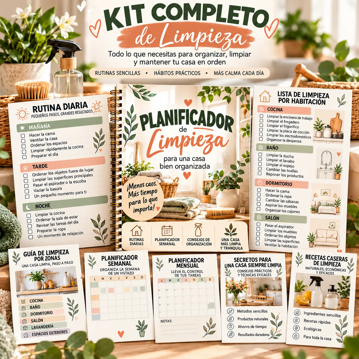 Kit completo: Planner de Limpieza + 4 bonos